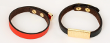cow leather bangle-goldteeth - red-